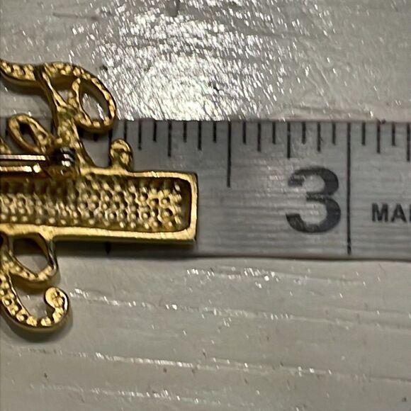 Vintage 2.3” Joanette Jewelry Teachers Rule gold tone brooch ruler enamel apple - Picture 10 of 13